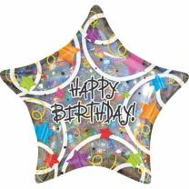 Folienballon Happy Birthday Stern 48 cm