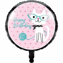 Folienballon Happy Birthday Katze  45 cm