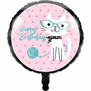 Folienballon Happy Birthday Katze  45 cm