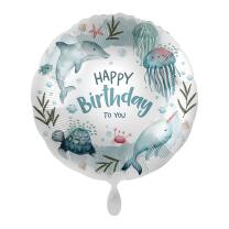 Folienballon Happy Birthday - Meerestiere, 43 cm