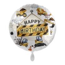 Folienballon Happy Birthday - Baustelle, 43 cm