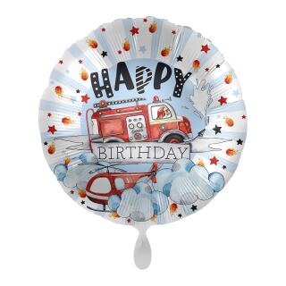 Folienballon Feuerwehr Happy Birthday, 43 cm