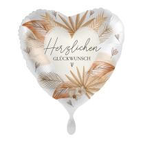 Folienballon Herz - Herzlichen Glückwunsch, 43 cm