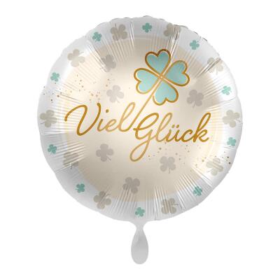 Folienballon Viel Glück Kleeblatt, 43 cm
