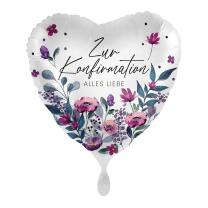 Folienballon Herz - Zur Konfirmation alles Liebe, 43 cm