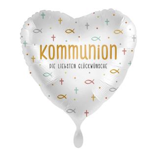 Folienballon Herz - Kommunion - Die liebsten Glückwünsche, 43 cm