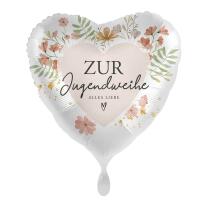 Folienballon Herz Zur Jugendweihe alles Liebe, 43 cm