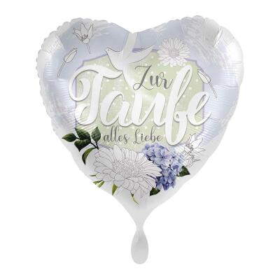 Folienballon Herz Zur Taufe alles Liebe, 43 cm