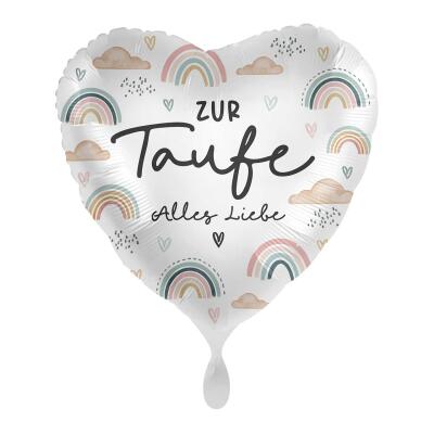 Folienballon Herz Zur Taufe alles Liebe, 43 cm