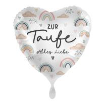 Folienballon Herz Zur Taufe alles Liebe, 43 cm