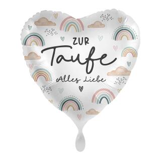 Folienballon Herz Zur Taufe alles Liebe, 43 cm