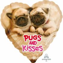 Folienballon Mops - Pugs and Kisses  43 cm