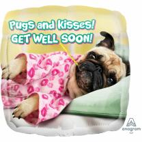Folienballon  - Mops - Get well soon!  43 cm