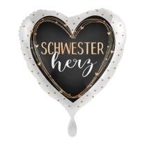 Folienballon Herz - Schwesterherz, 43 cm