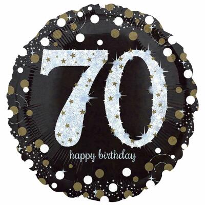 Folienballon Sparkling silber - 70 Happy Birthday, 43 cm