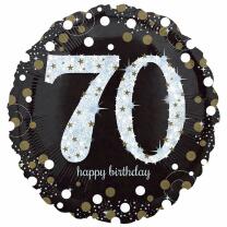 Folienballon Sparkling silber - 70 Happy Birthday, 43 cm