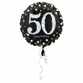 Folienballon Sparkling silber - 50 Happy Birthday, 43 cm