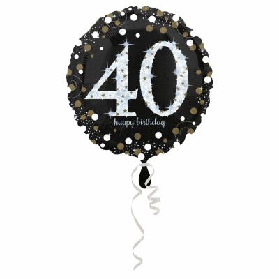 Folienballon Sparkling silber - 40 Happy Birthday, 43 cm