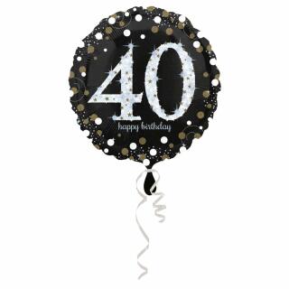 Folienballon Sparkling silber - 40 Happy Birthday, 43 cm