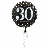 Folienballon Sparkling silber - 30 Happy Birthday, 43 cm