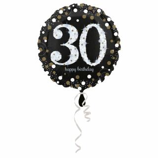 Folienballon Sparkling silber - 30 Happy Birthday, 43 cm
