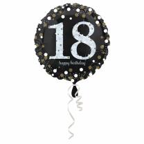 Folienballon Sparkling silber - 18 Happy Birthday, 43 cm