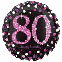 Folienballon Sparkling pink - 80 Happy Birthday,  43 cm