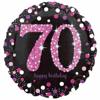 Folienballon Sparkling pink - 70 Happy Birthday,  43 cm