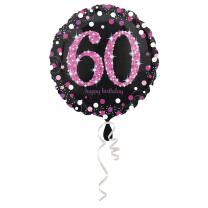 Folienballon Sparkling pink - 60 Happy Birthday,  43 cm