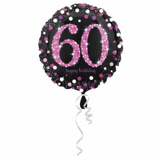 Folienballon Sparkling pink - 60 Happy Birthday,  43 cm