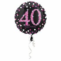 Folienballon Sparkling pink - 40 Happy Birthday,  43 cm