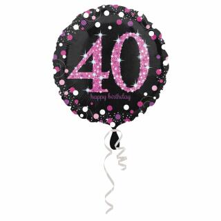 Folienballon Sparkling pink - 40 Happy Birthday,  43 cm