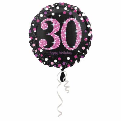 Folienballon Sparkling pink - 30 Happy Birthday,  43 cm