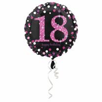 Folienballon Sparkling pink - 18 Happy Birthday,  43 cm