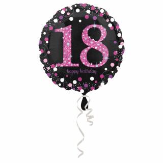 Folienballon Sparkling pink - 18 Happy Birthday,  43 cm