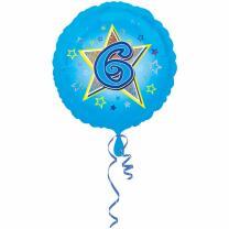 Folienballon 6. Geburtstag blau,  43 cm