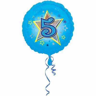 Folienballon 5. Geburtstag blau,  43 cm