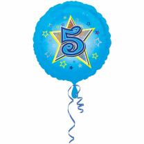 Folienballon 5. Geburtstag blau,  43 cm