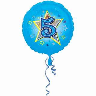 Folienballon 5. Geburtstag blau,  43 cm
