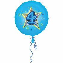Folienballon 4. Geburtstag blau,  43 cm