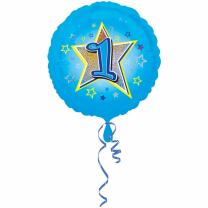 Folienballon 1. Geburtstag blau,  43 cm