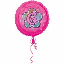 Folienballon 6. Geburtstag pink,  43 cm