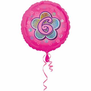 Folienballon 6. Geburtstag pink,  43 cm