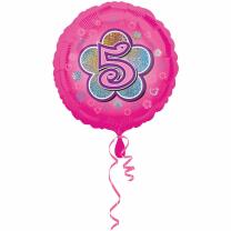 Folienballon 5. Geburtstag pink,  43 cm
