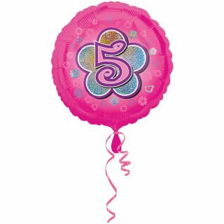 Folienballon 5. Geburtstag pink,  43 cm