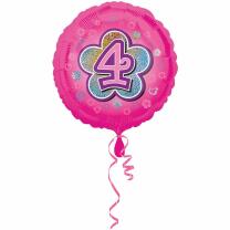 Folienballon 4. Geburtstag pink,  43 cm