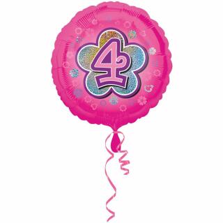 Folienballon 4. Geburtstag pink,  43 cm