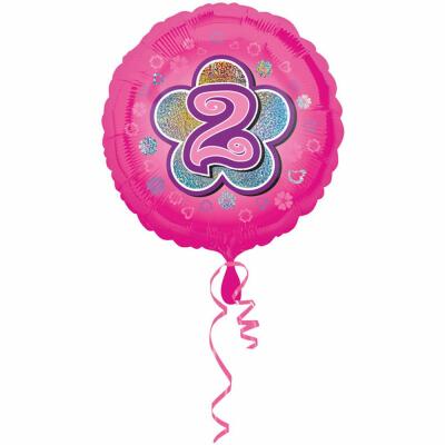 Folienballon 2. Geburtstag pink,  43 cm