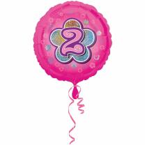 Folienballon 2. Geburtstag pink,  43 cm