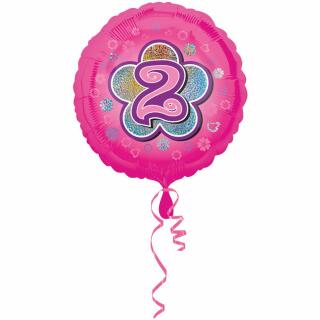 Folienballon 2. Geburtstag pink,  43 cm